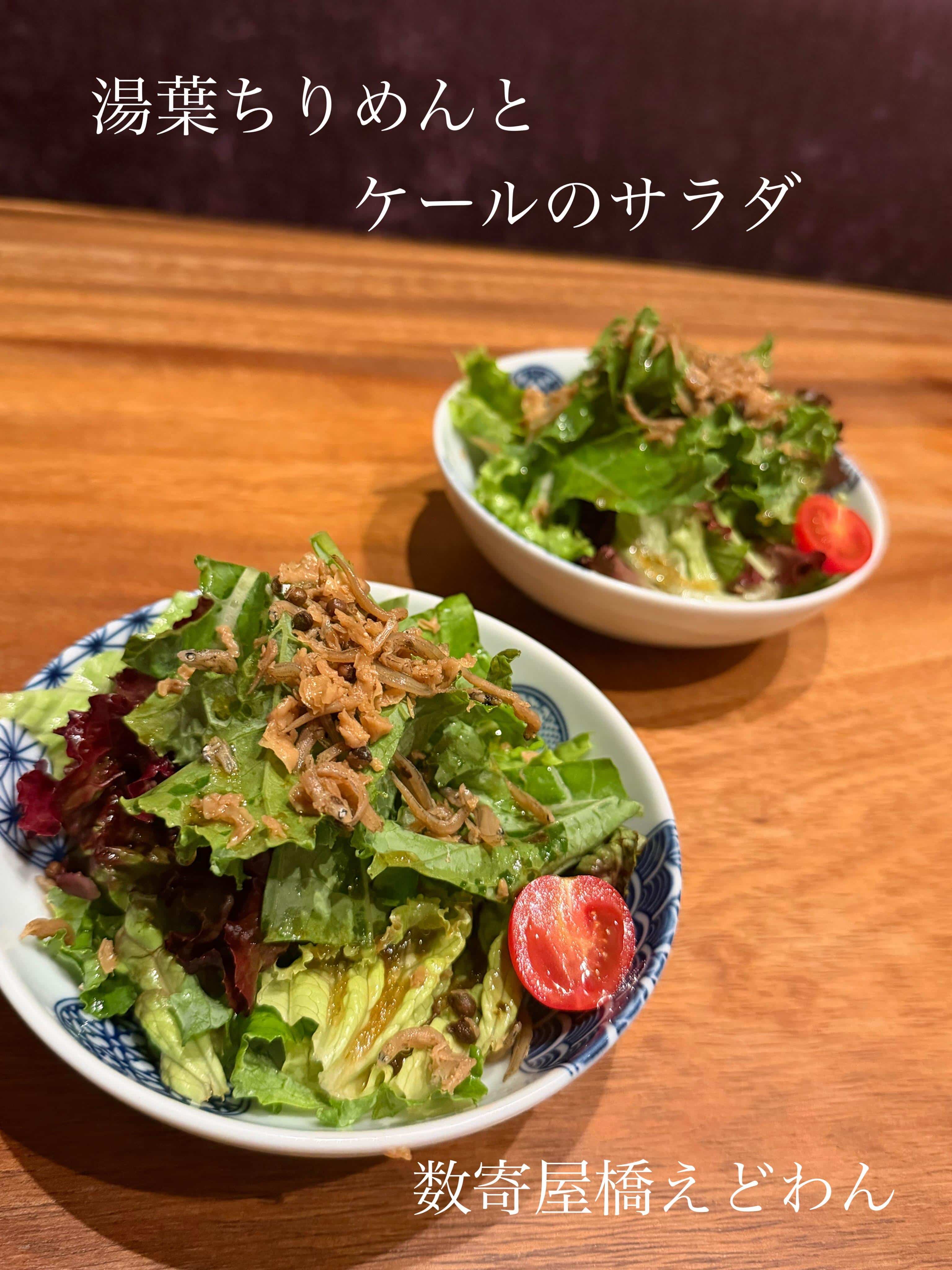 湯葉ちりめんとケールのサラダ/和食/銀座/有楽町/日本酒/ディナー/個室/宴会/デート/貸切/忘年会/歓迎会/接待